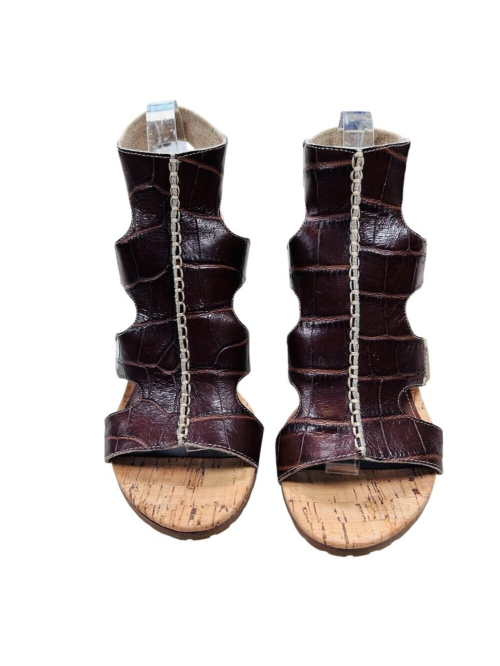 Donald Pliner TAI Gladiator Heel Croc Embossed Leather Party